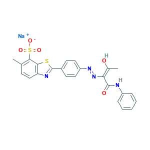 sodium;2-[4-[[(Z)-1-anilino-3-hydroxy-1-oxobut-2-en-2-yl]diazenyl]phenyl]-6-methyl-1,3-benzothiazole-7-sulfonate